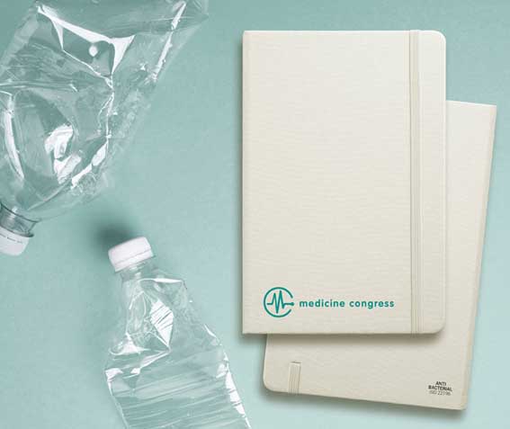 ΔΙΑΦΗΜΙΣΤΙΚΟ Αντιβακτηριακό σημειωματάριο με λάστιχο από ανακυκλωμένα μπουκάλια νερού, ανακυκλωμένο υλικό